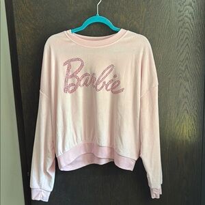 Barbie Pink Crew Neck Sweatshirt Soft Cotton Blend Size M Sparkly and So Soft